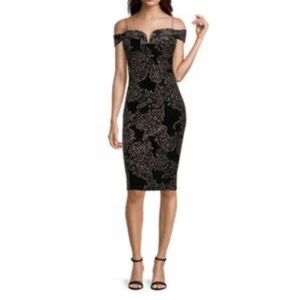 Premier Amour Black Velvet Dress with Rose Gold Detailing